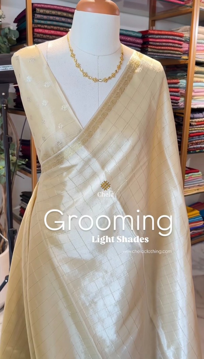 Ivory Gold Zari Silk Saree