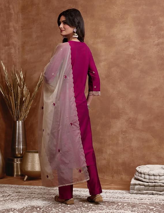 women kurta set magenta color 