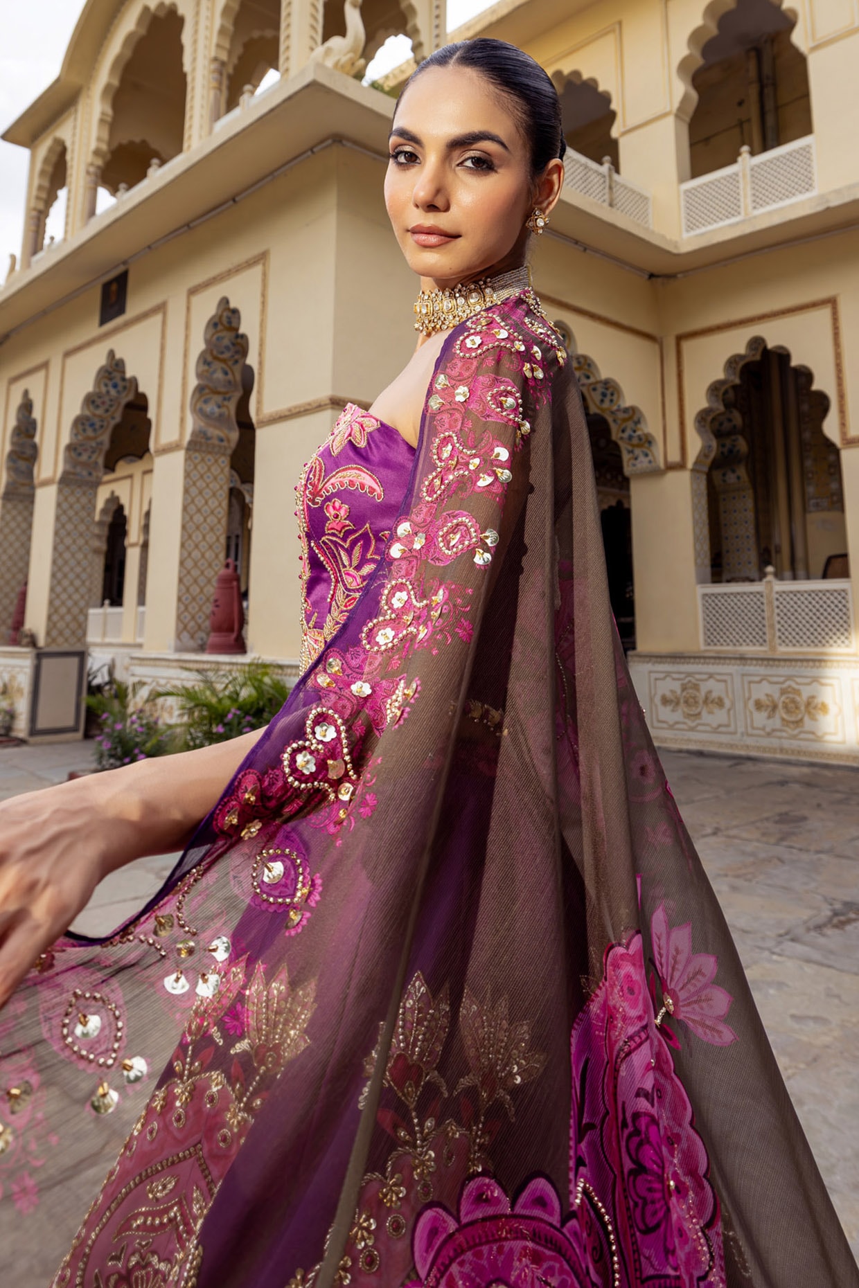 Cream Designer Lehenga Choli