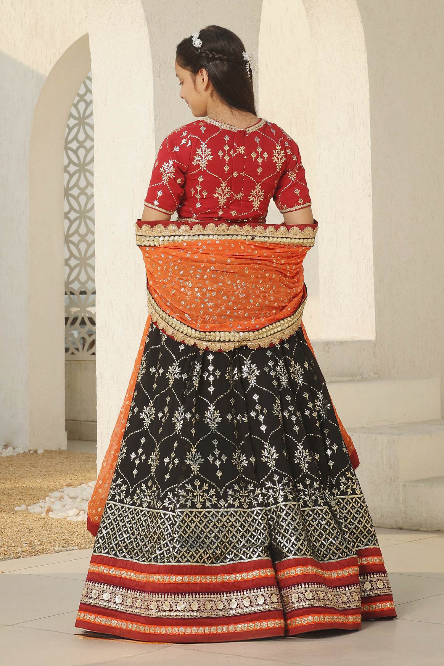 Girls Ivory Lehenga Choli