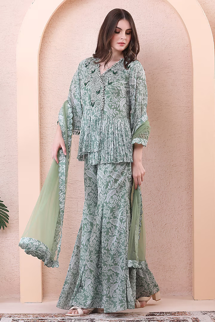 Mustard Yellow Sharara Set