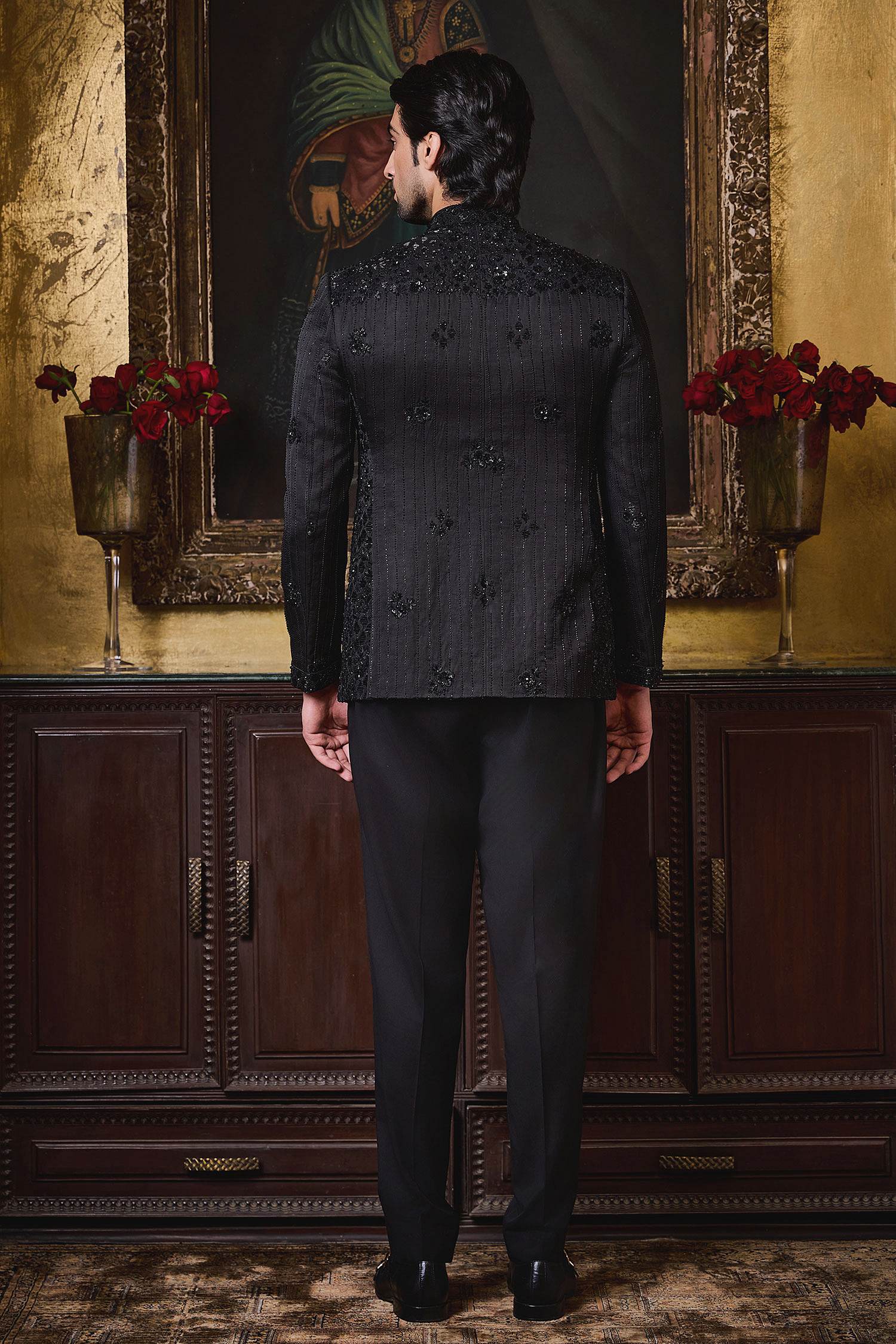 Cream Embroidered Bandhgala Suit