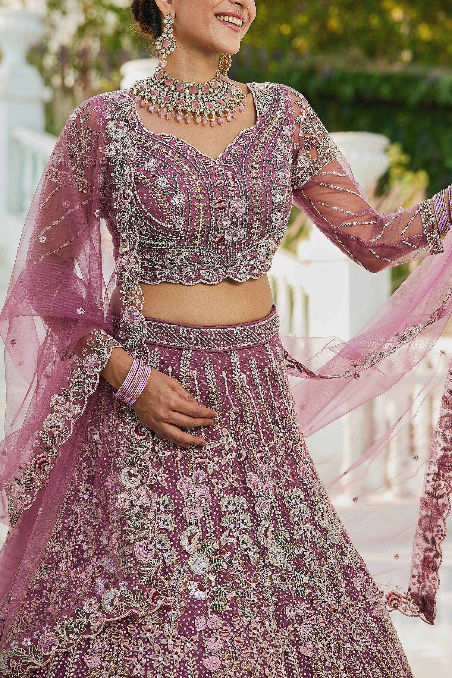 Gold Bridal Lehenga with Zari Embroidery