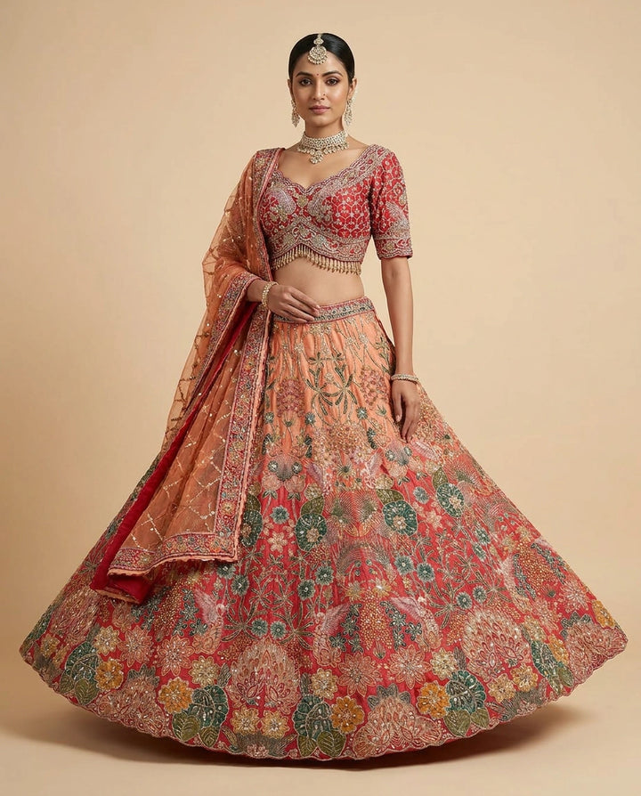 Navy Blue Bridal Lehenga with Zari Embroidery