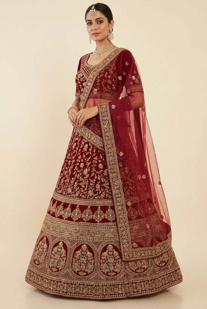 White Bridal Lehenga with Zari Embroidery