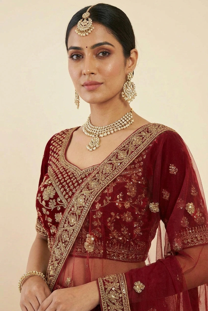 White Bridal Lehenga with Zari Embroidery