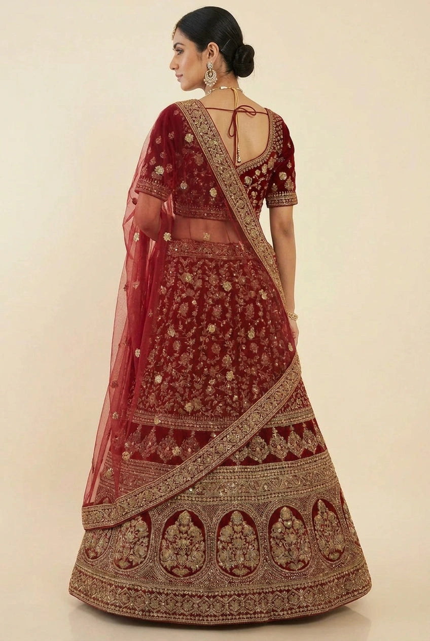 White Bridal Lehenga with Zari Embroidery