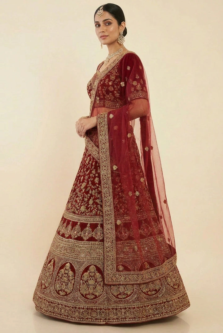 White Bridal Lehenga with Zari Embroidery