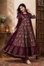 Wine Floral Anarkali Dress