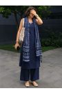 indigo color 3 piece set kurti