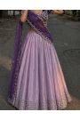 purple sangeet look with embroider dupata