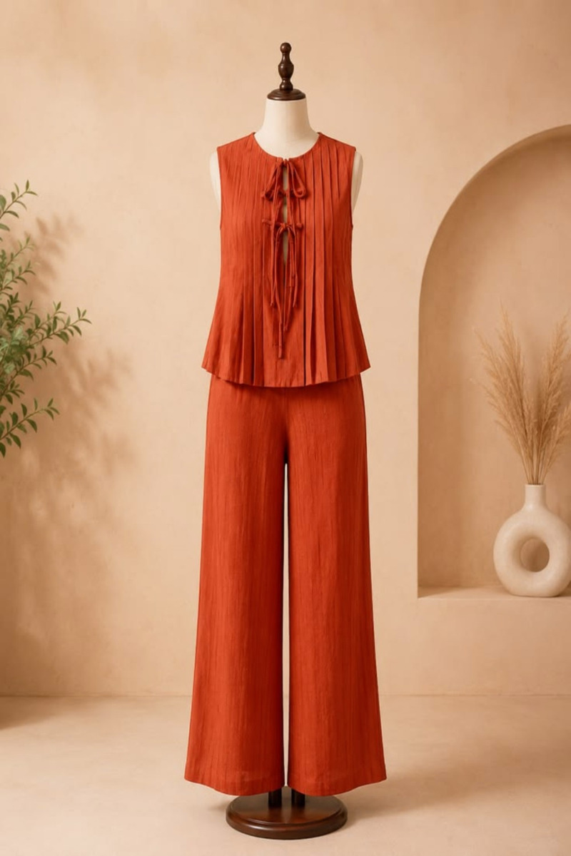 Rust Linen Blend Co-ord Set
