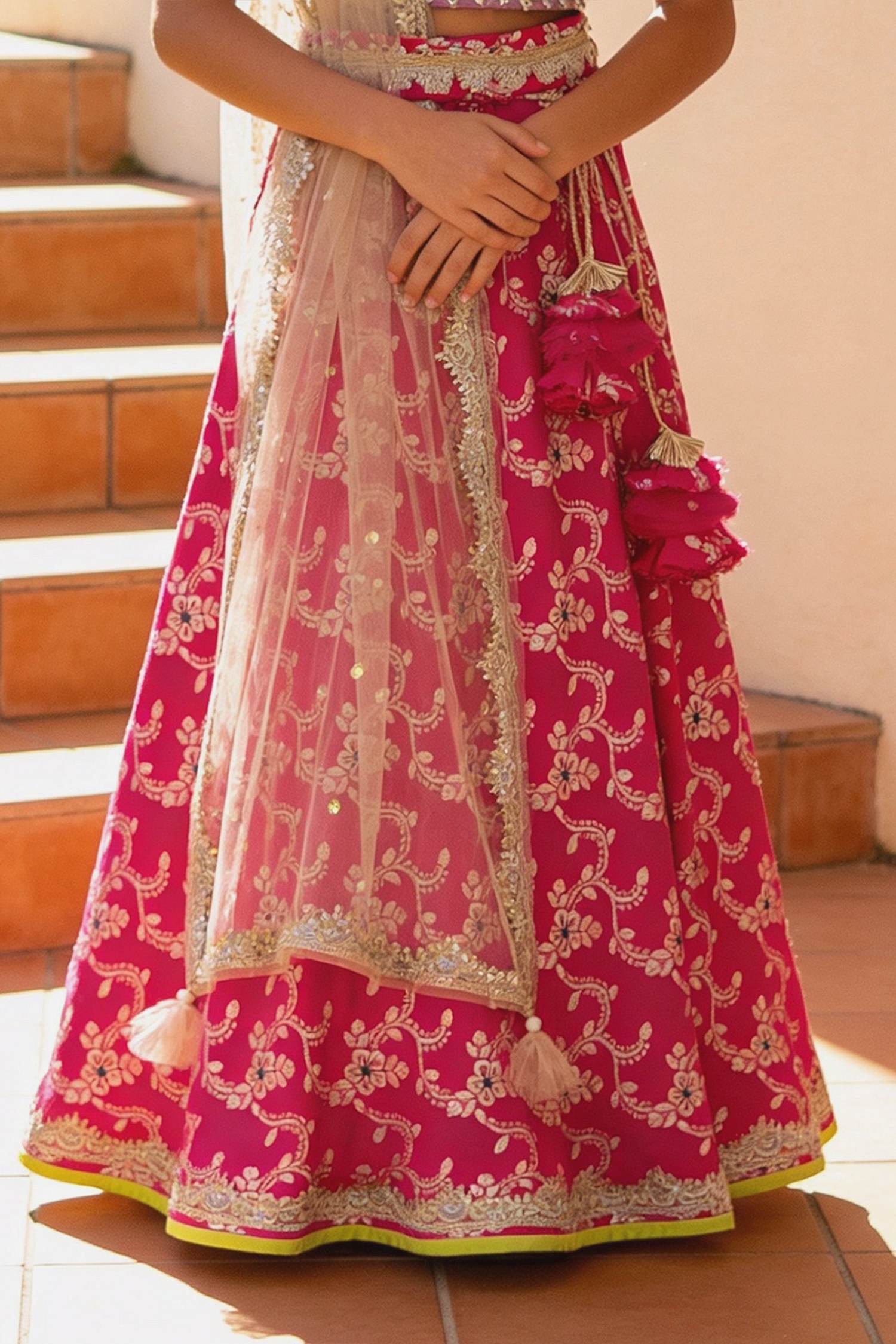 Girls Maroon Lehenga Choli