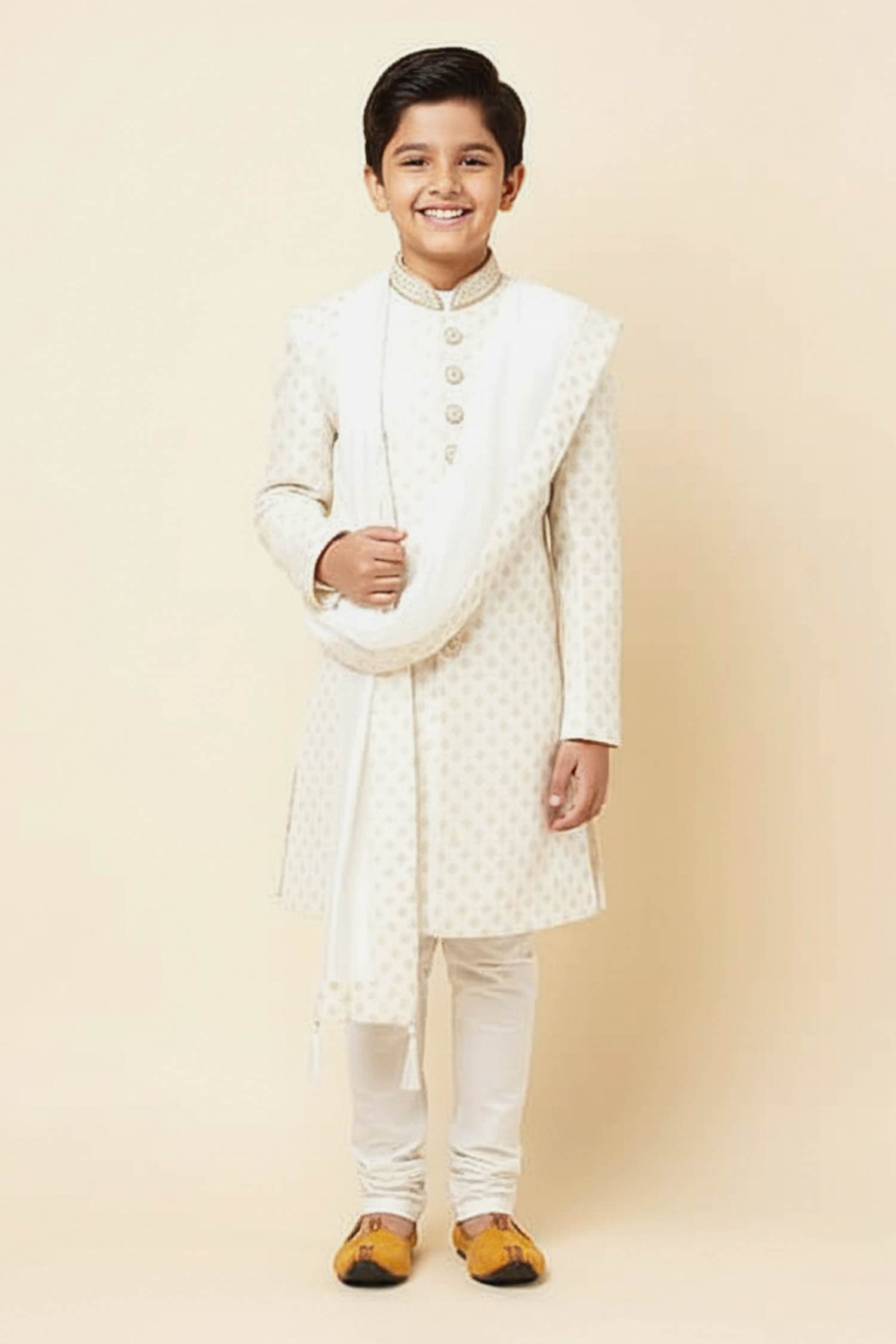 Boys Yellow Sherwani Set