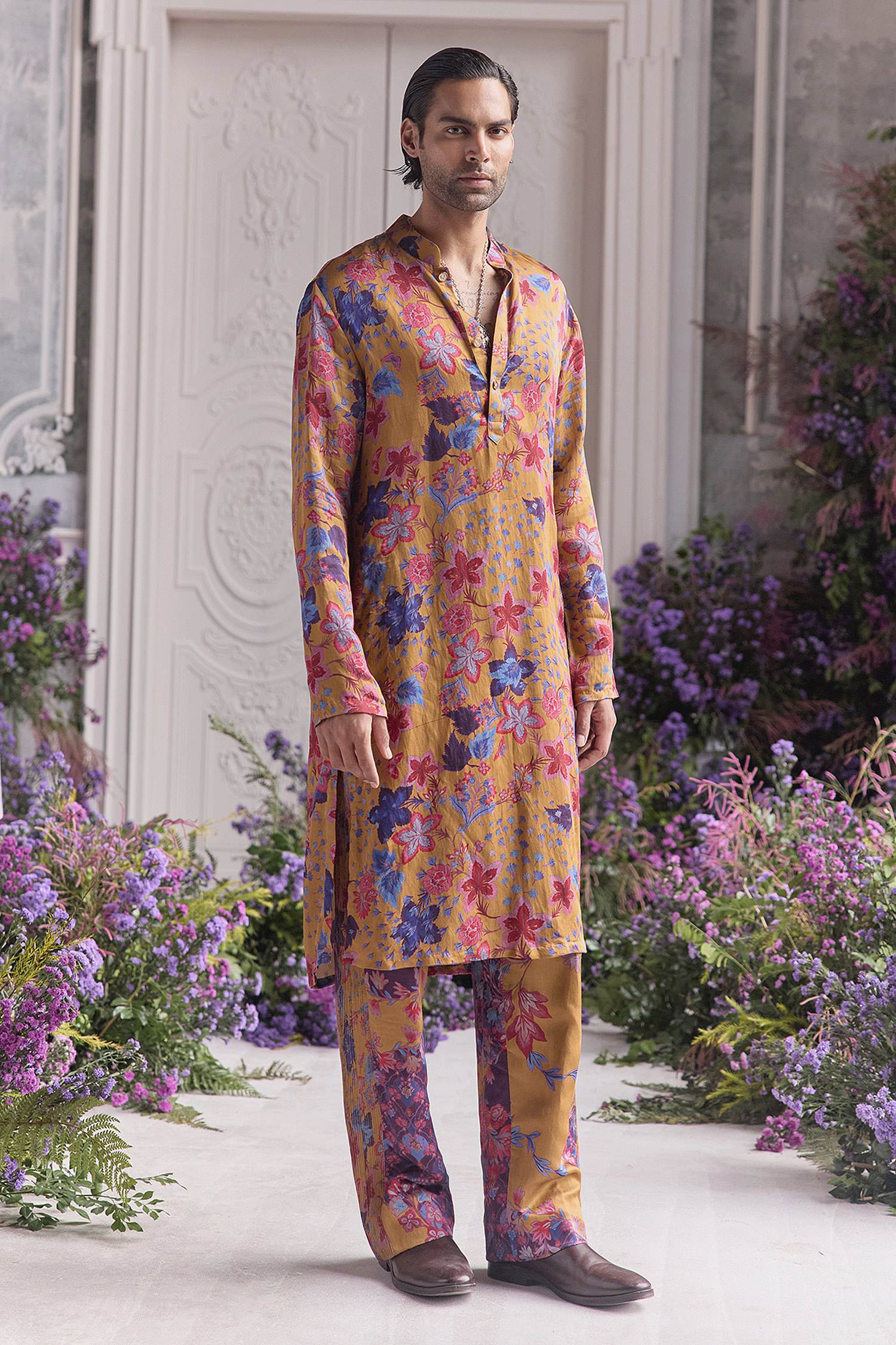 Navy Blue Silk Kurta Set with Nehru Jacket