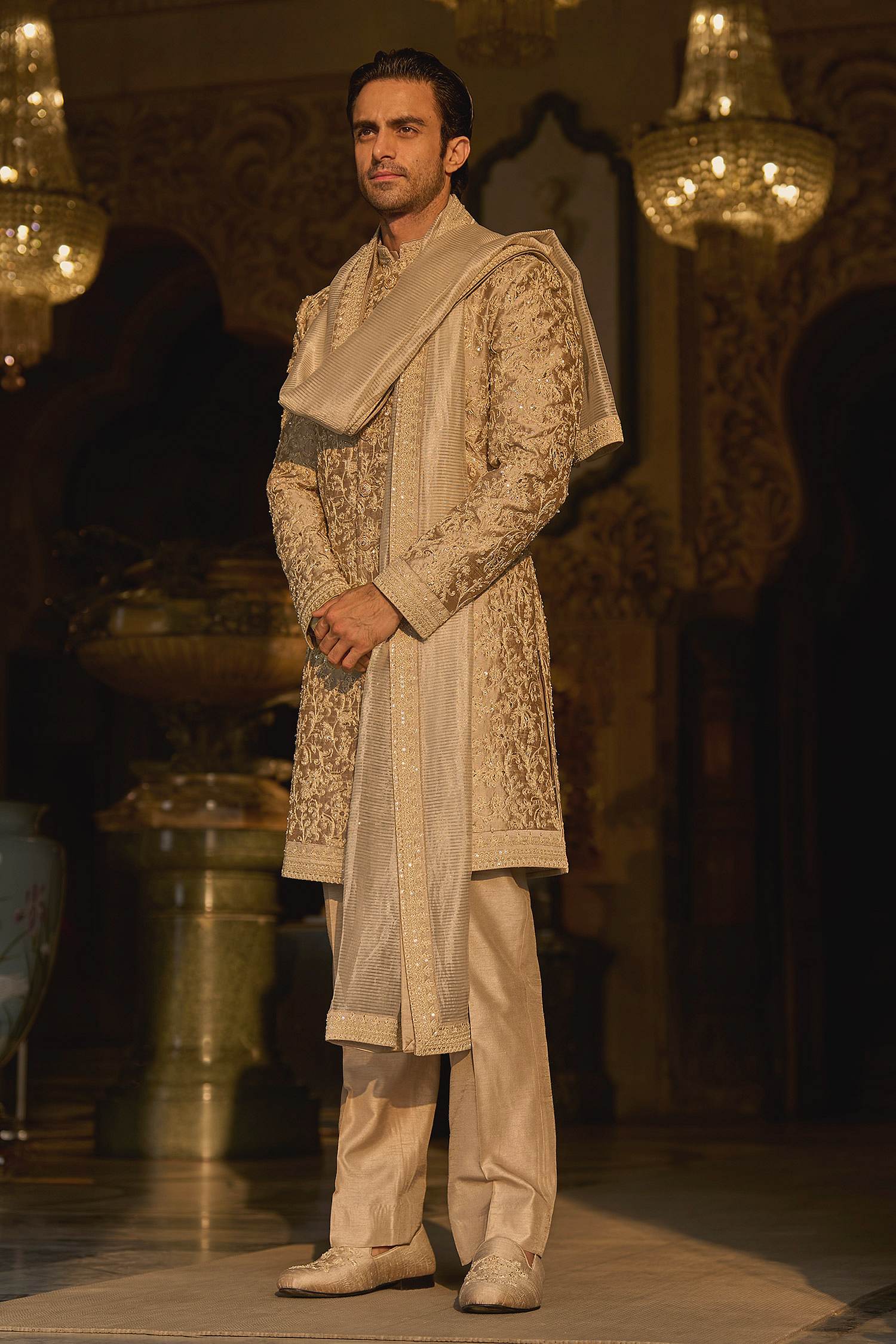 Maroon Velvet Wedding Sherwani